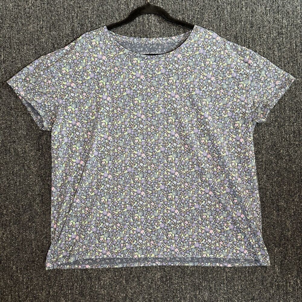 Life is Good Womens XXL Crusher-Lite Floral Garden Pattern Tee Cottagecore Blue